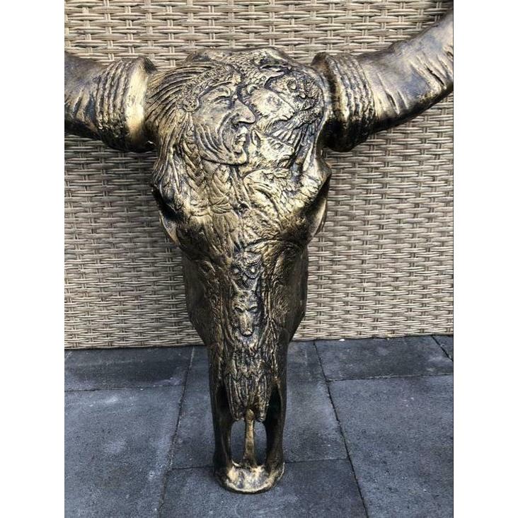 Skull Decoratie Skull Buffel Schedel - Buffelschedel - Brons - Goud