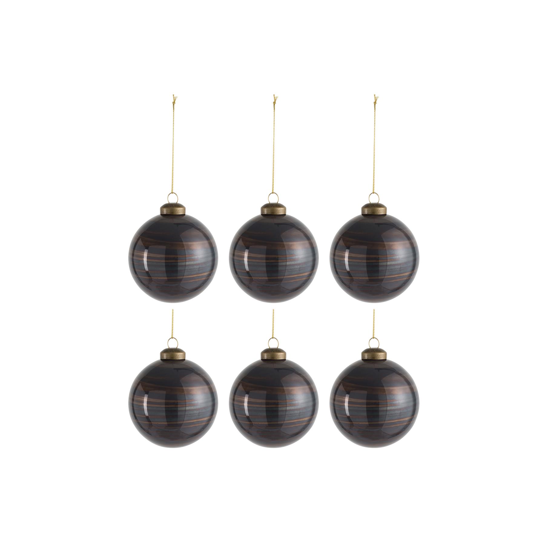 J-Line Kerstballen Antiek Bruin S Set van 6