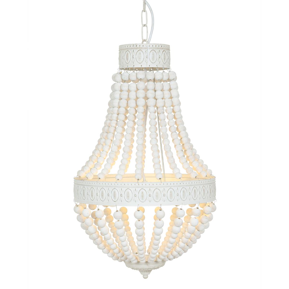 Mexlite - hanglamp - Ella - wit - hout metaal - Ø 40cm - E14 - 10191W