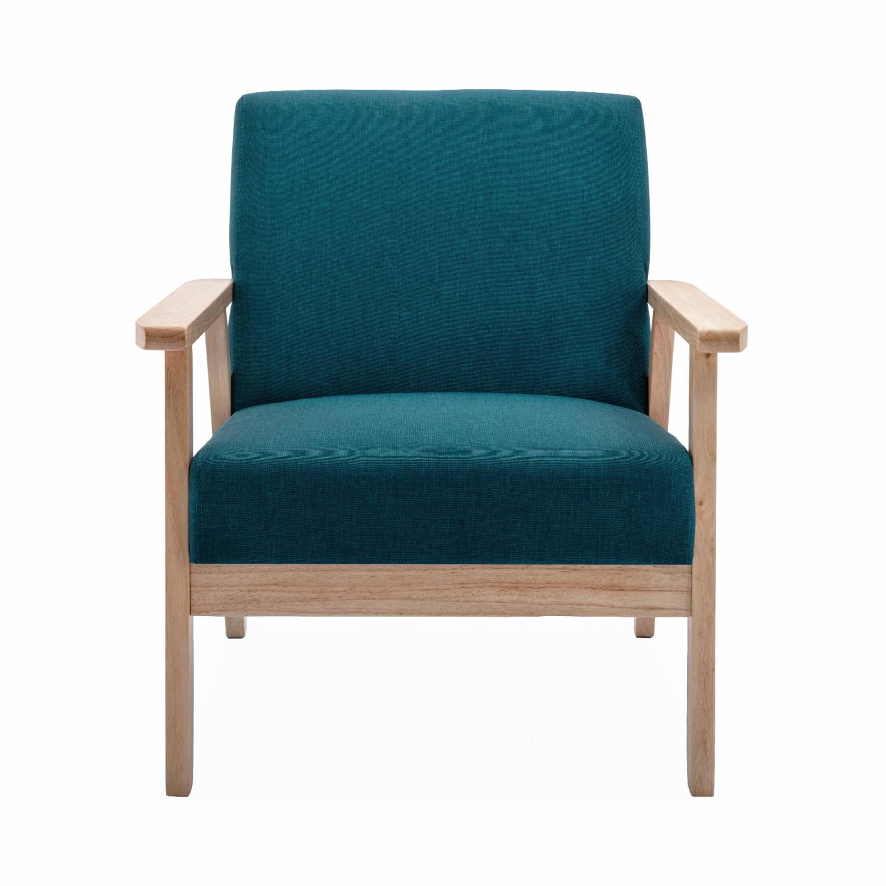 sweeek - Houten fauteuil met stoffen zitting