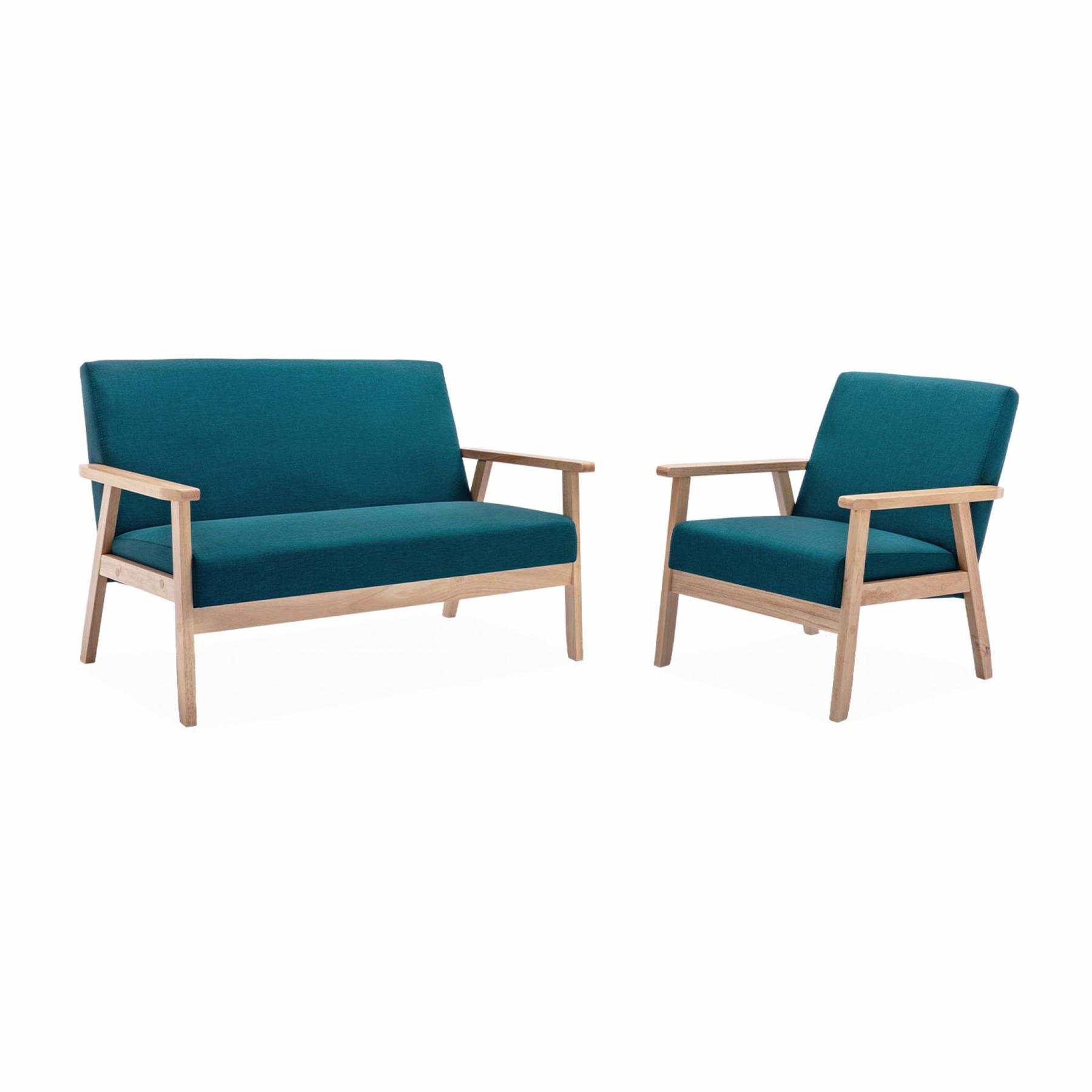 sweeek - Houten fauteuil met stoffen zitting