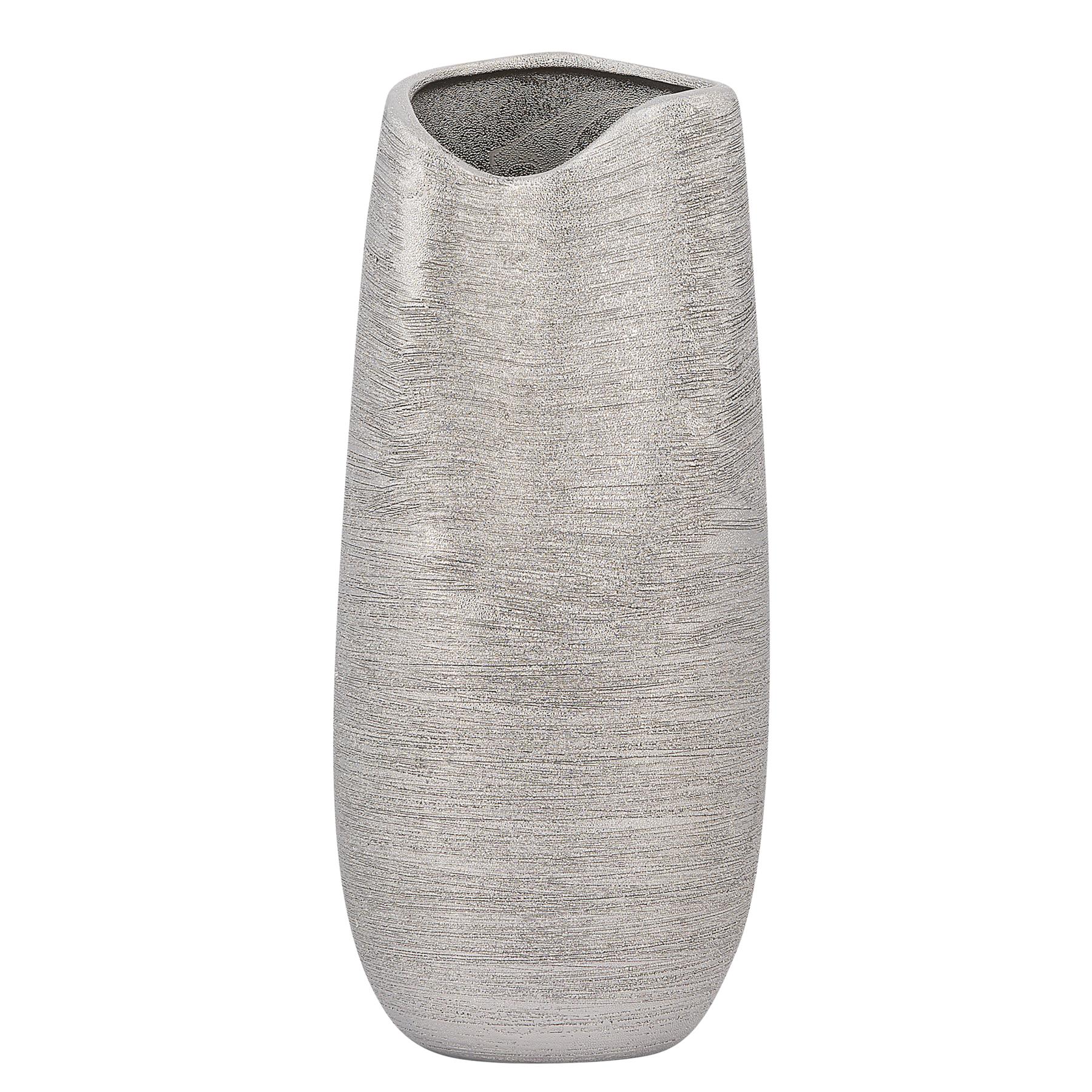 Beliani - DERBE - Decoratieve vaas - Zilver - Keramiek