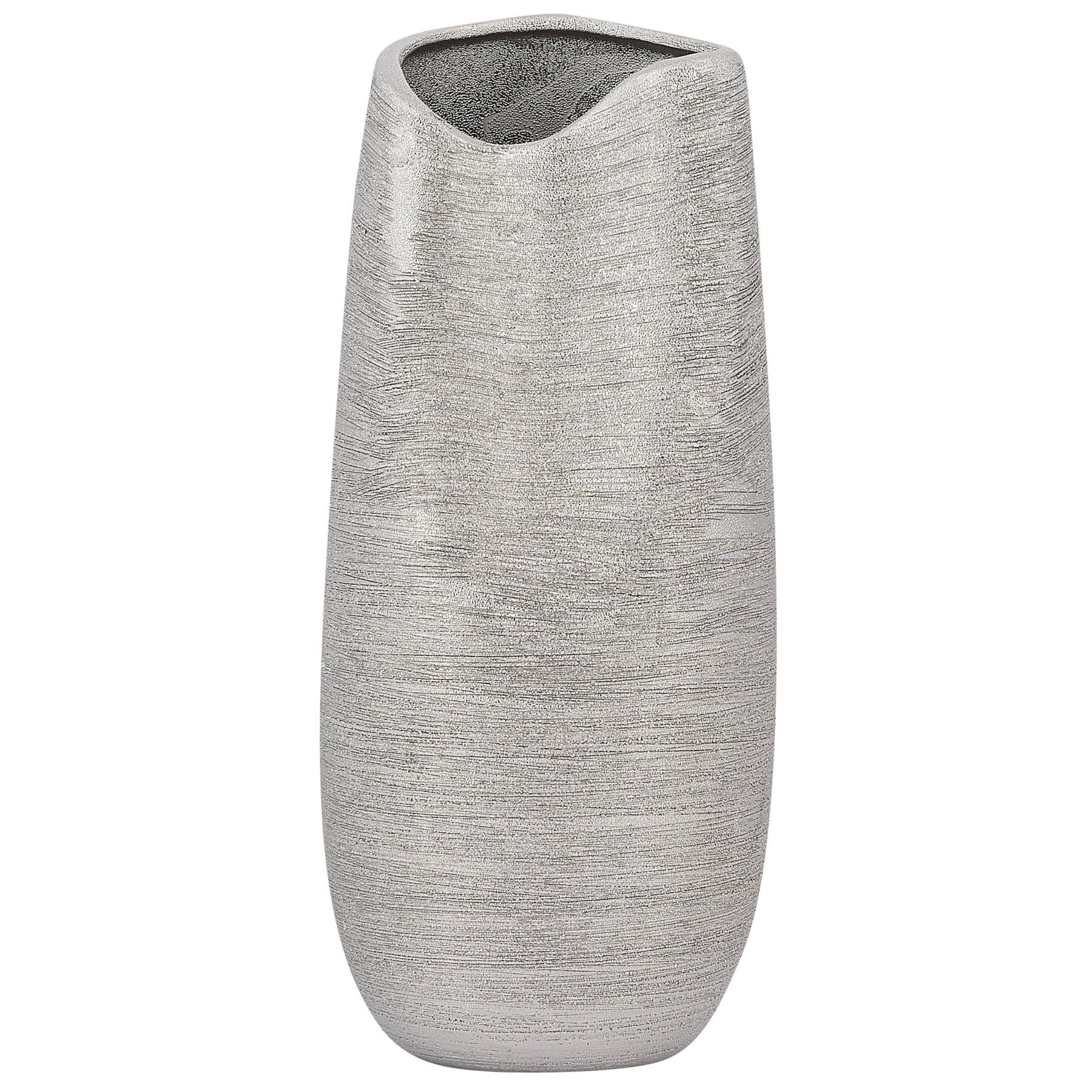 Beliani - DERBE - Decoratieve vaas - Zilver - Keramiek