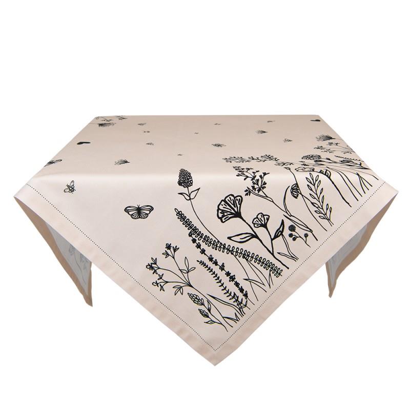 Clayre & Eef Tafelkleed  130x180 cm Beige Zwart Katoen Bloemen