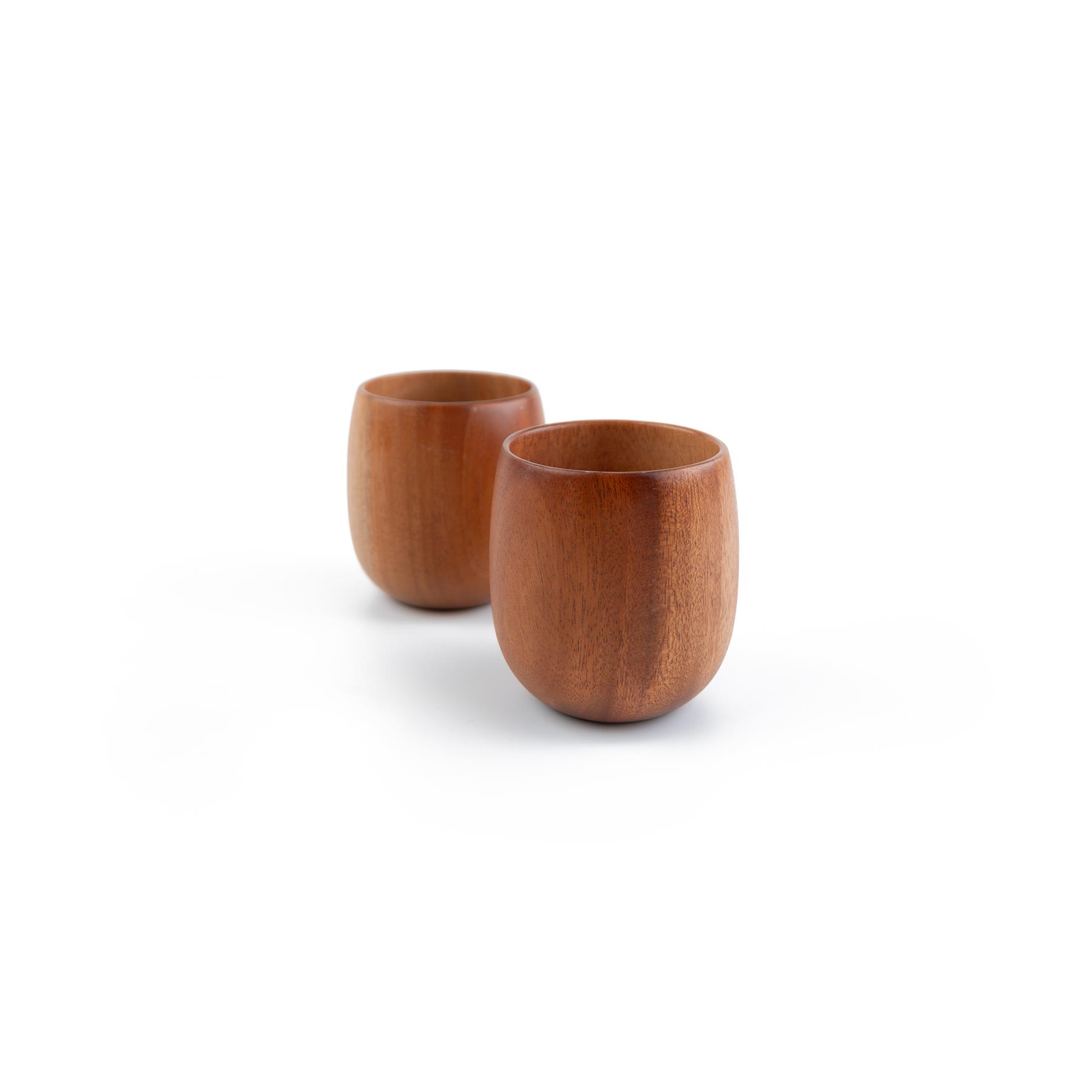 Khaya houten theekopjes - Japanse stijl - set van 2