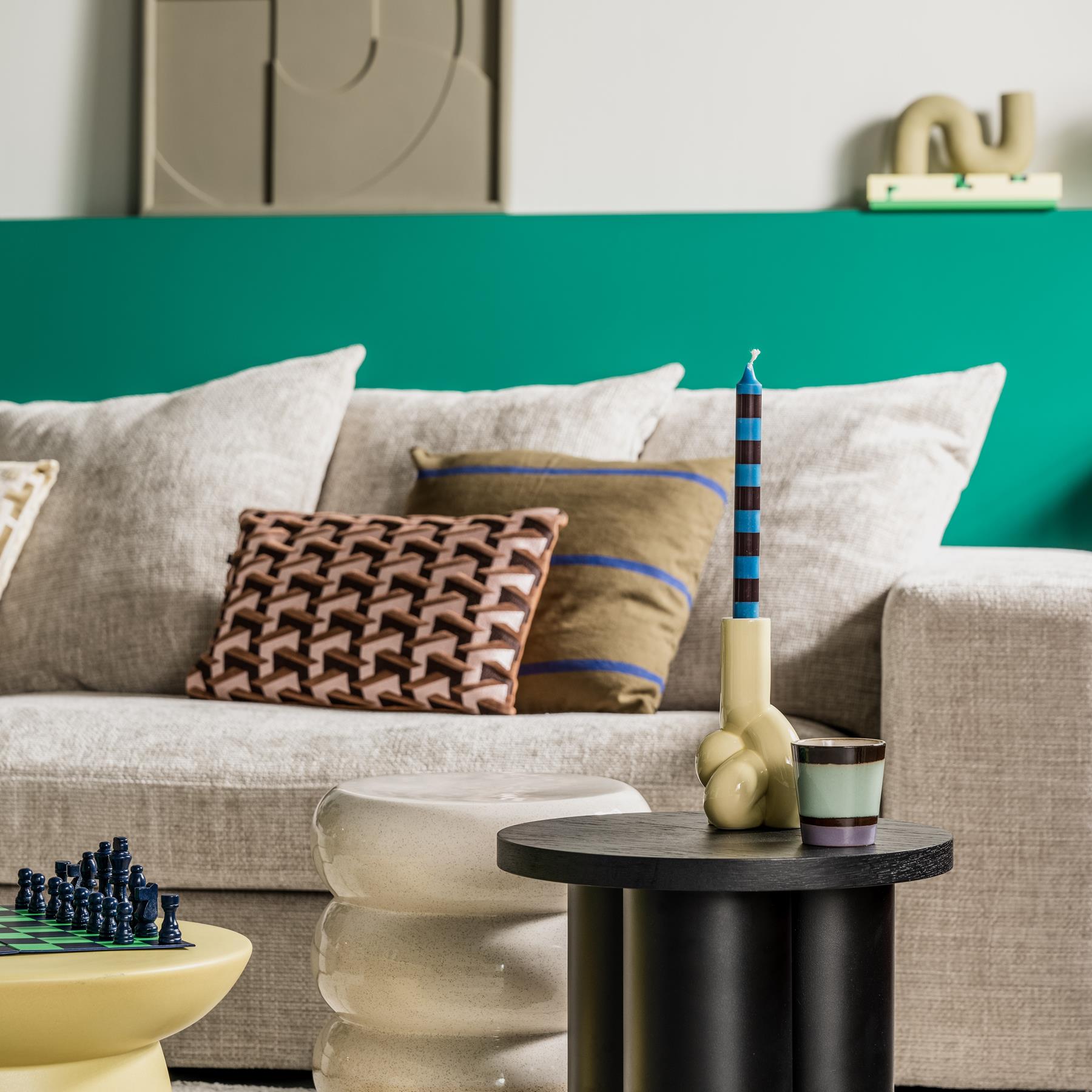 ferm LIVING Grand Sierkussen - Olive/Bright Blue