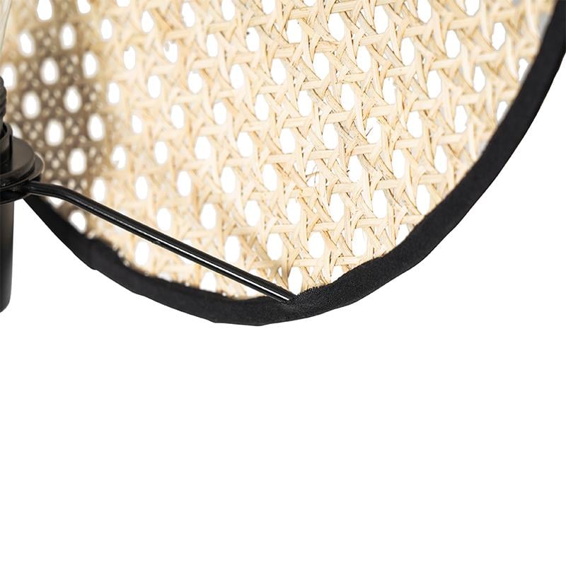 QAZQA Landelijke vloerlamp zwart met rotan 35 cm - Kata
