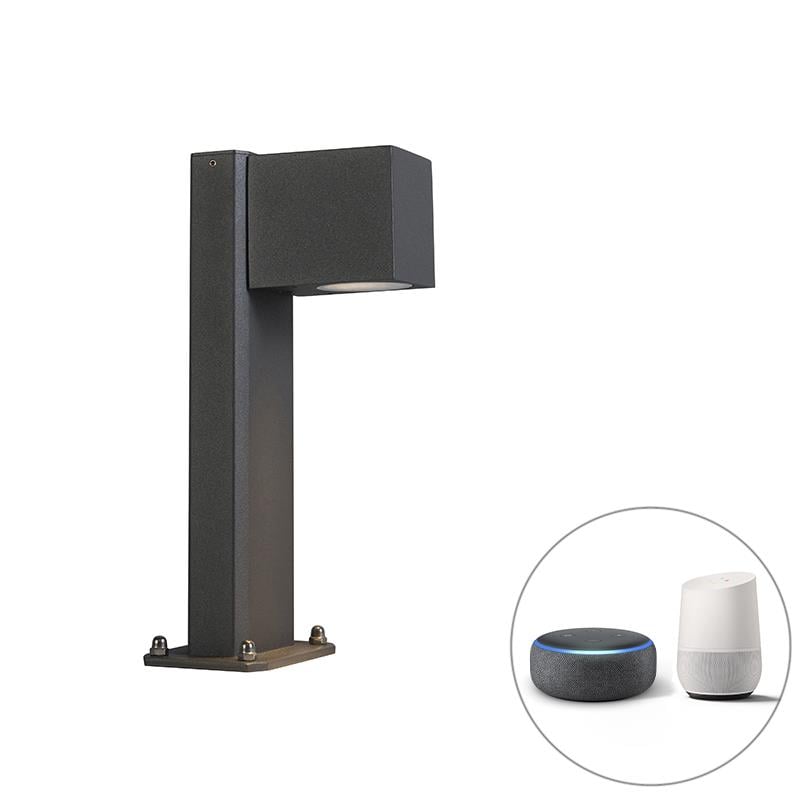 QAZQA Smart staande buitenlamp antraciet 30 cm IP44 incl. Wifi GU10 -