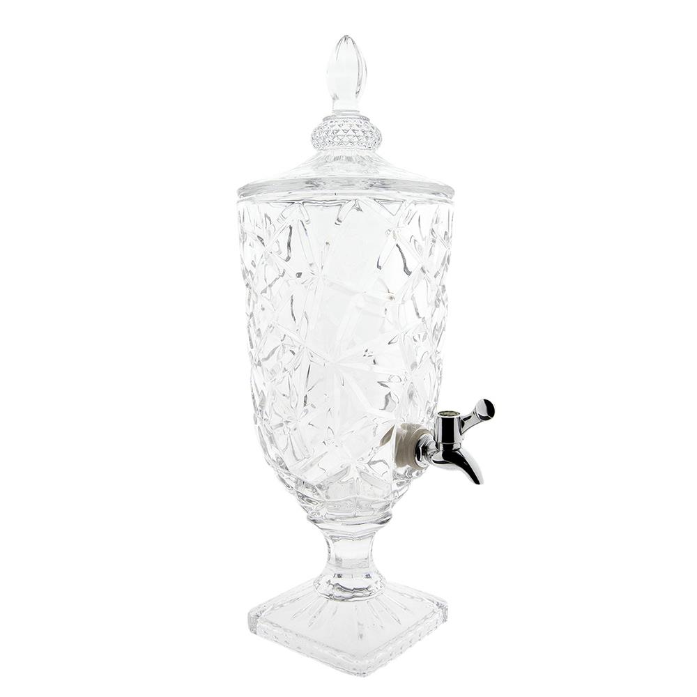 Clayre & Eef Sapkan met kraan en deksel  3000 ml Glas Rond Waterkan