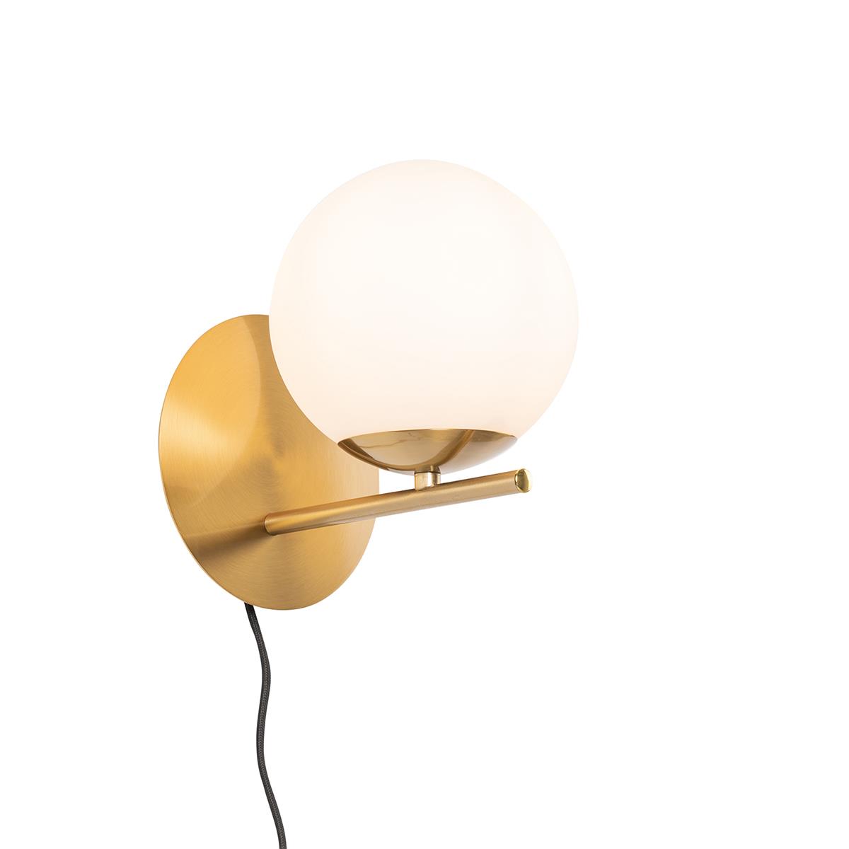 QAZQA Art Deco wandlamp goud en opaal glas - Flore