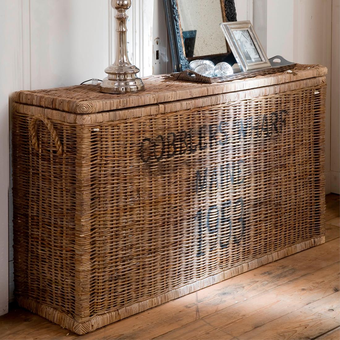 Rivièra Maison - Luxe Opbergtrunk in Riet en Mahonie, 140x40x80 cm