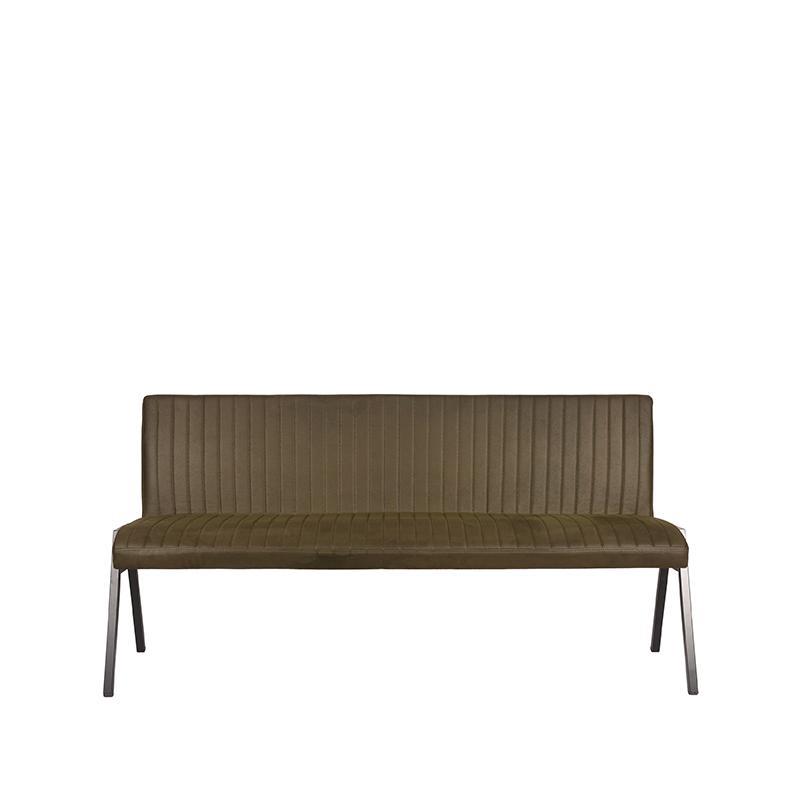 LABEL51 - Eetkamerbank Matz 175 cm - Army Microvezel - Zwart Metaal