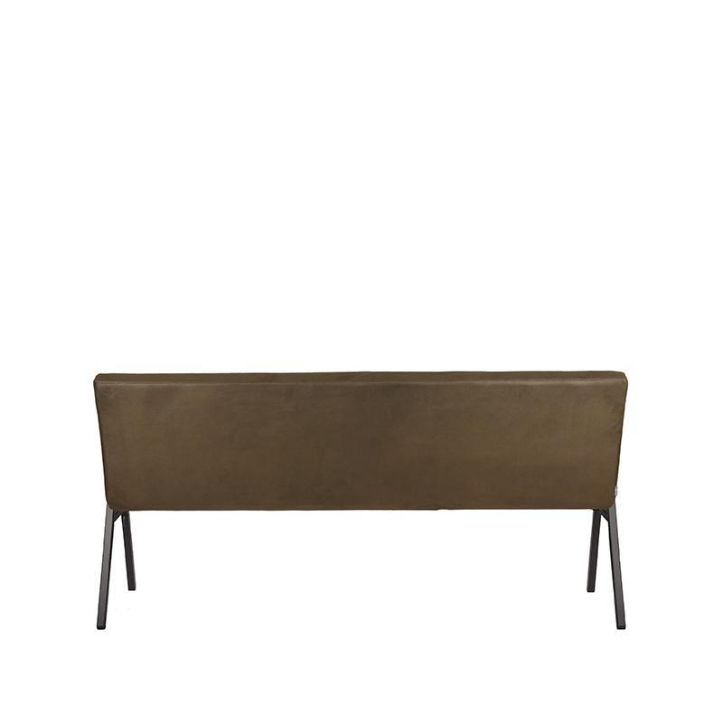 LABEL51 - Eetkamerbank Matz 175 cm - Army Microvezel - Zwart Metaal