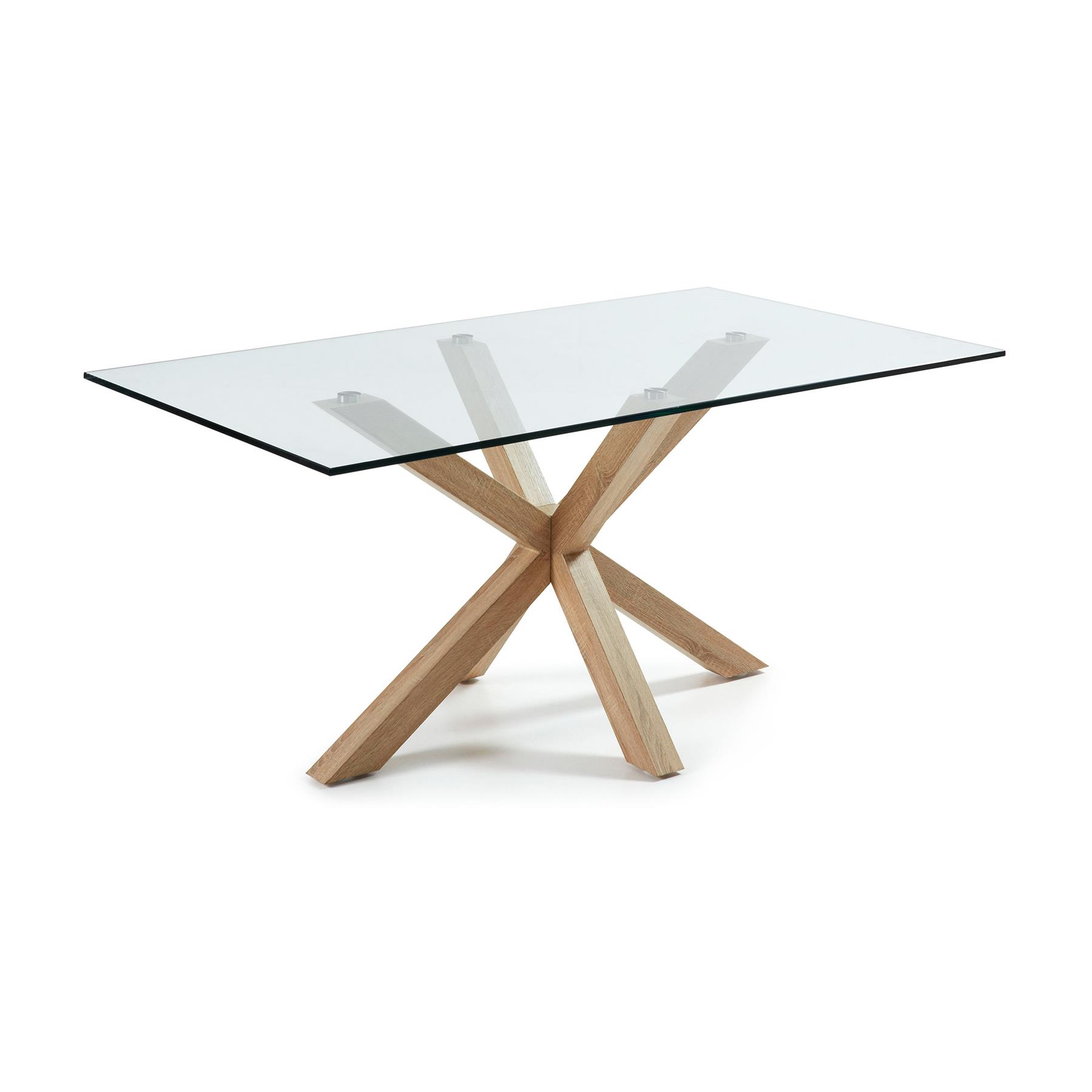 Kave Home Argo Eettafel - 160 x 90 cm - Glas / Eiken