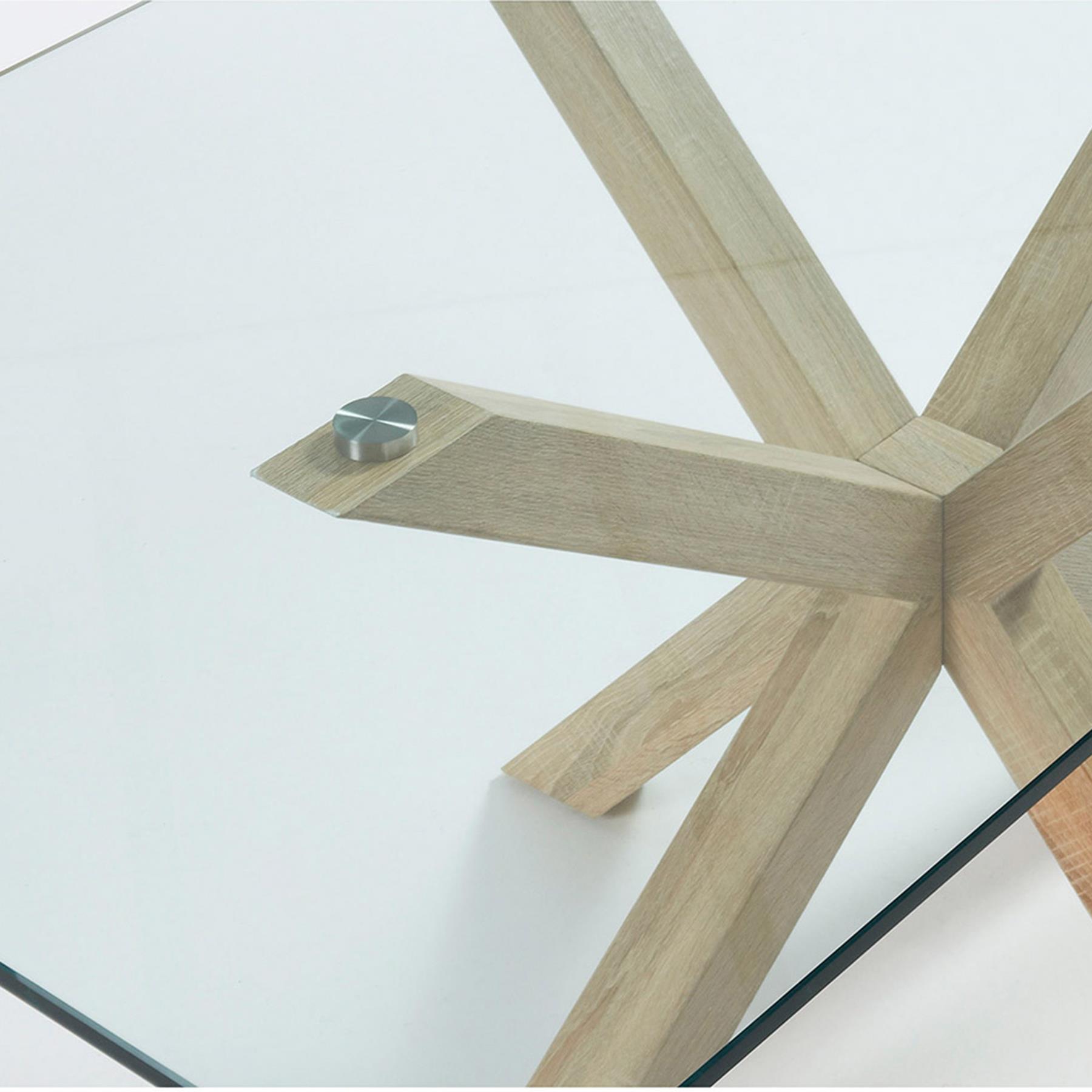 Kave Home Argo Eettafel - 160 x 90 cm - Glas / Eiken