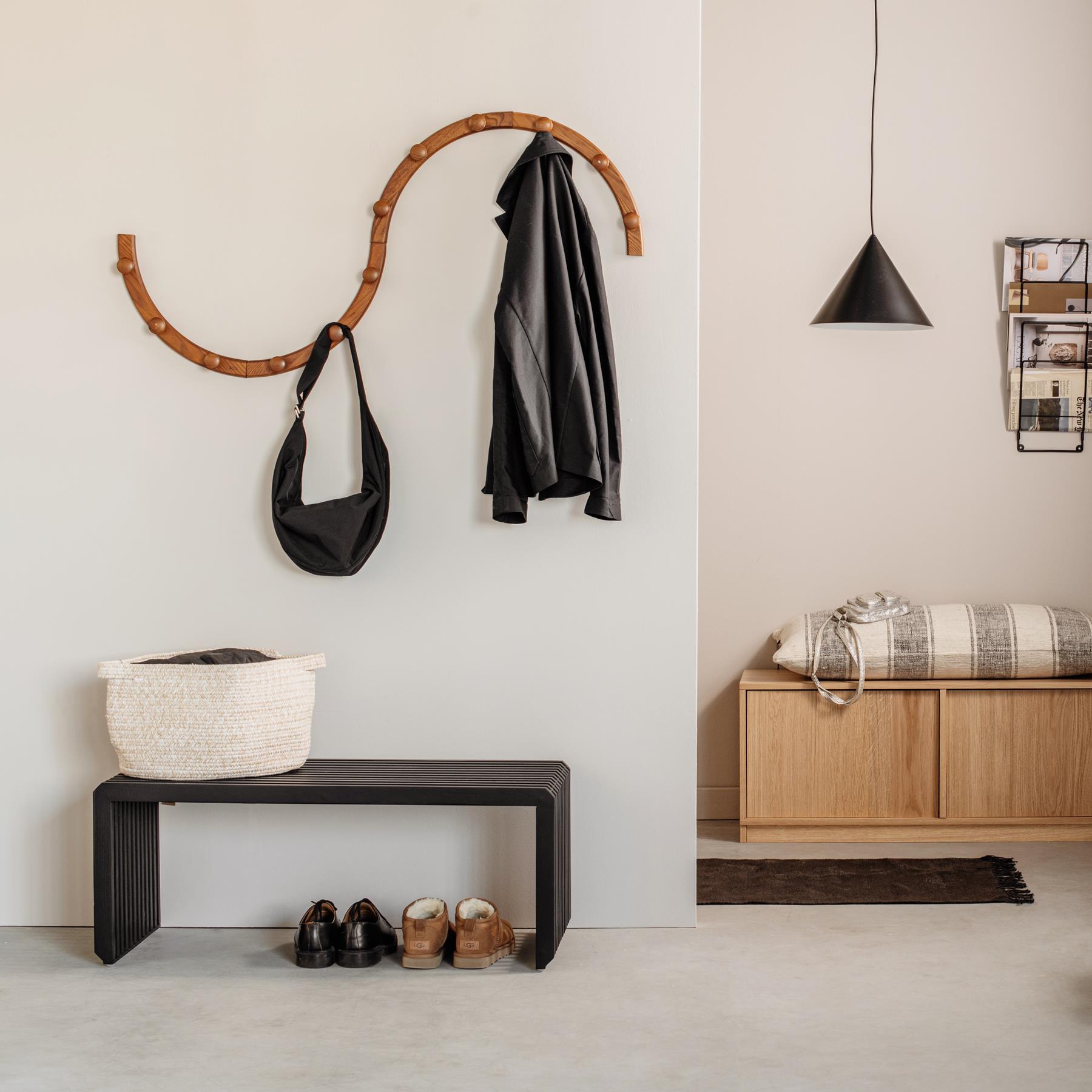 HKliving Slatted Bankje - Zwart