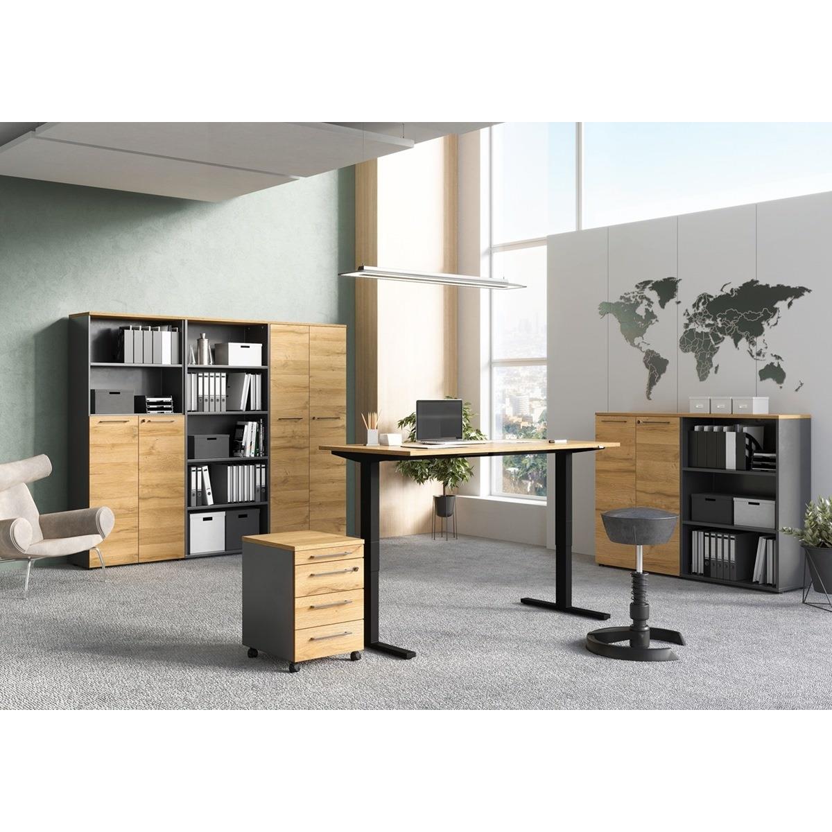 Germania Agenda Boekenkast Large Grafiet | Eiken