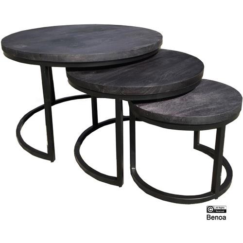 Maison de France | Salontafel - set van 3 | Unique Black | Industrieel