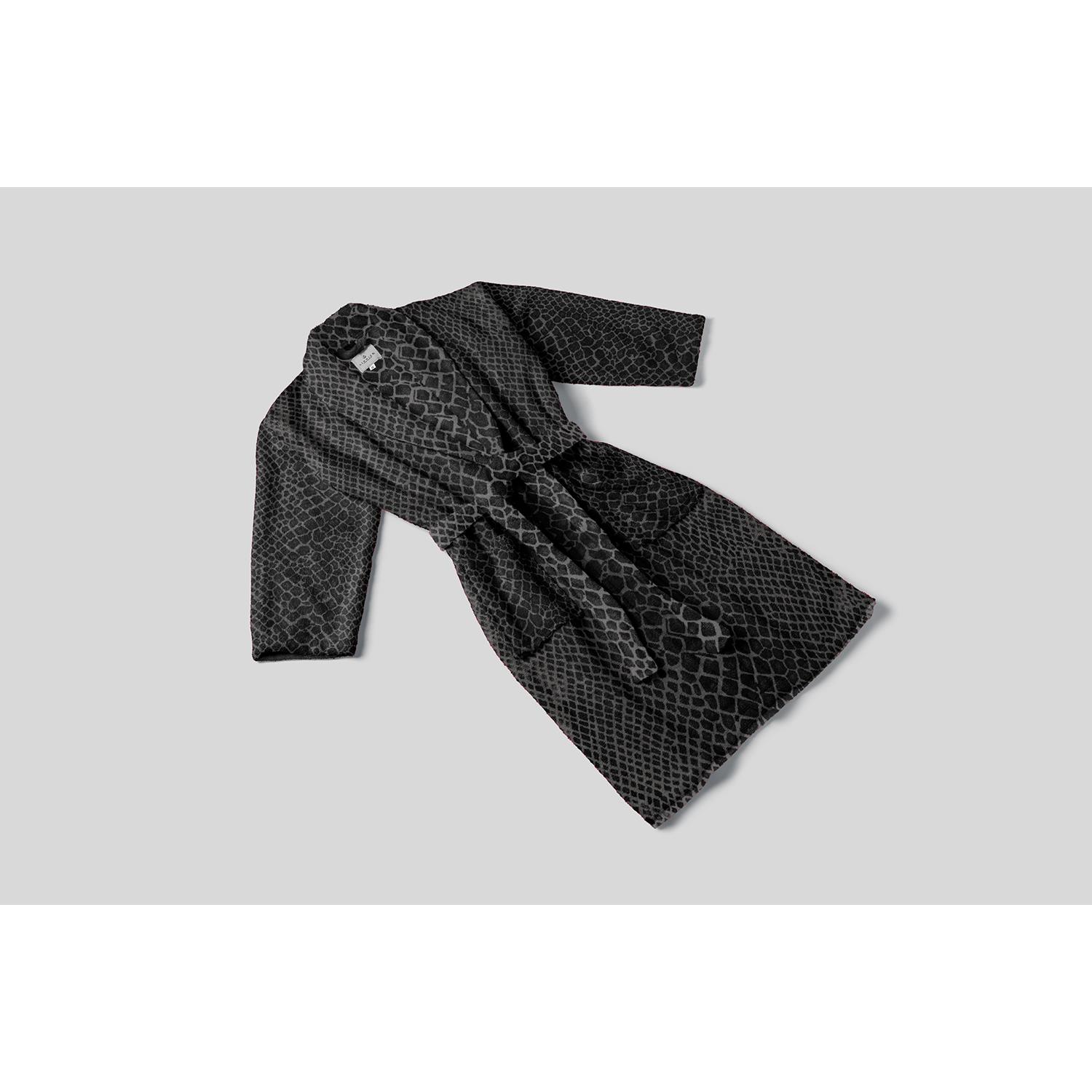 LINNICK Flanel Fleece Badjas Snake - zwart|antraciet