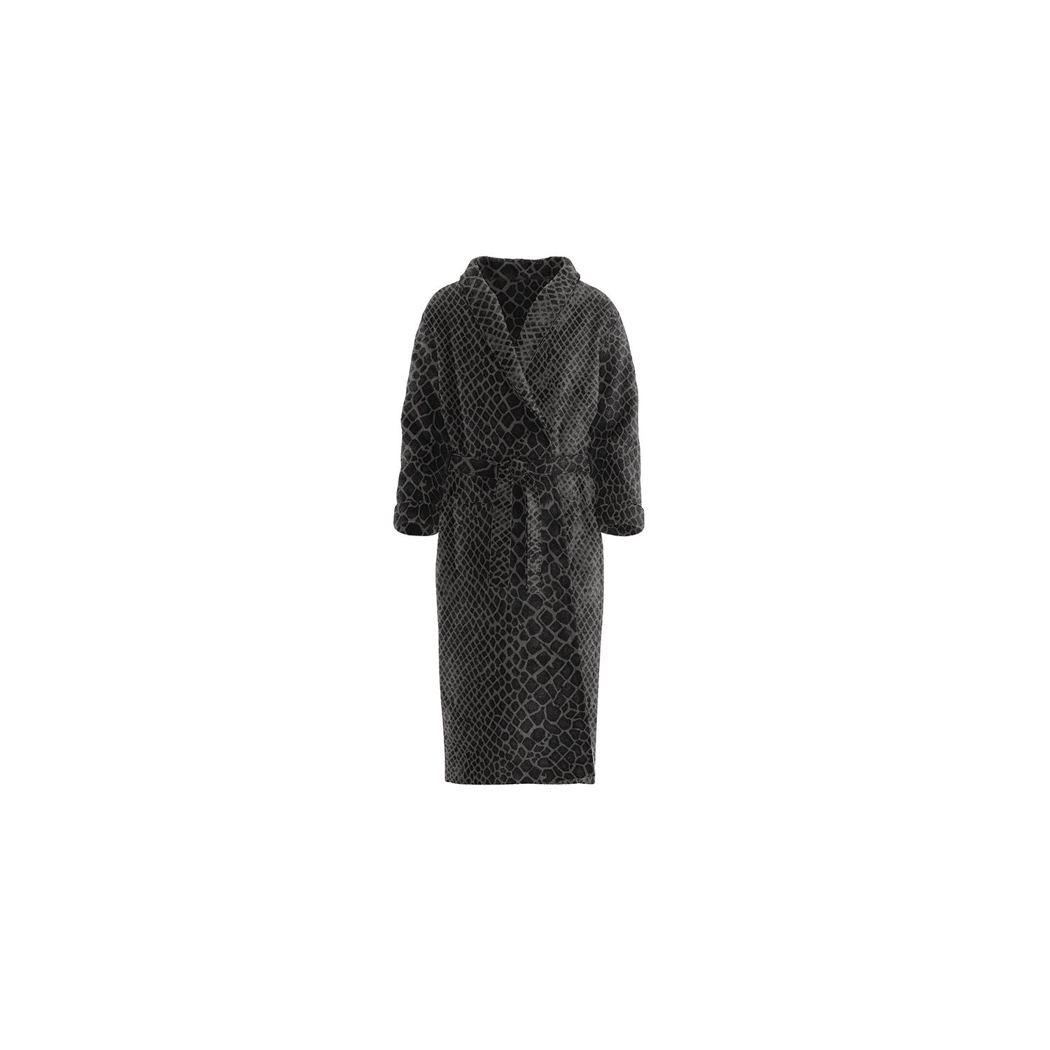 LINNICK Flanel Fleece Badjas Snake - zwart|antraciet