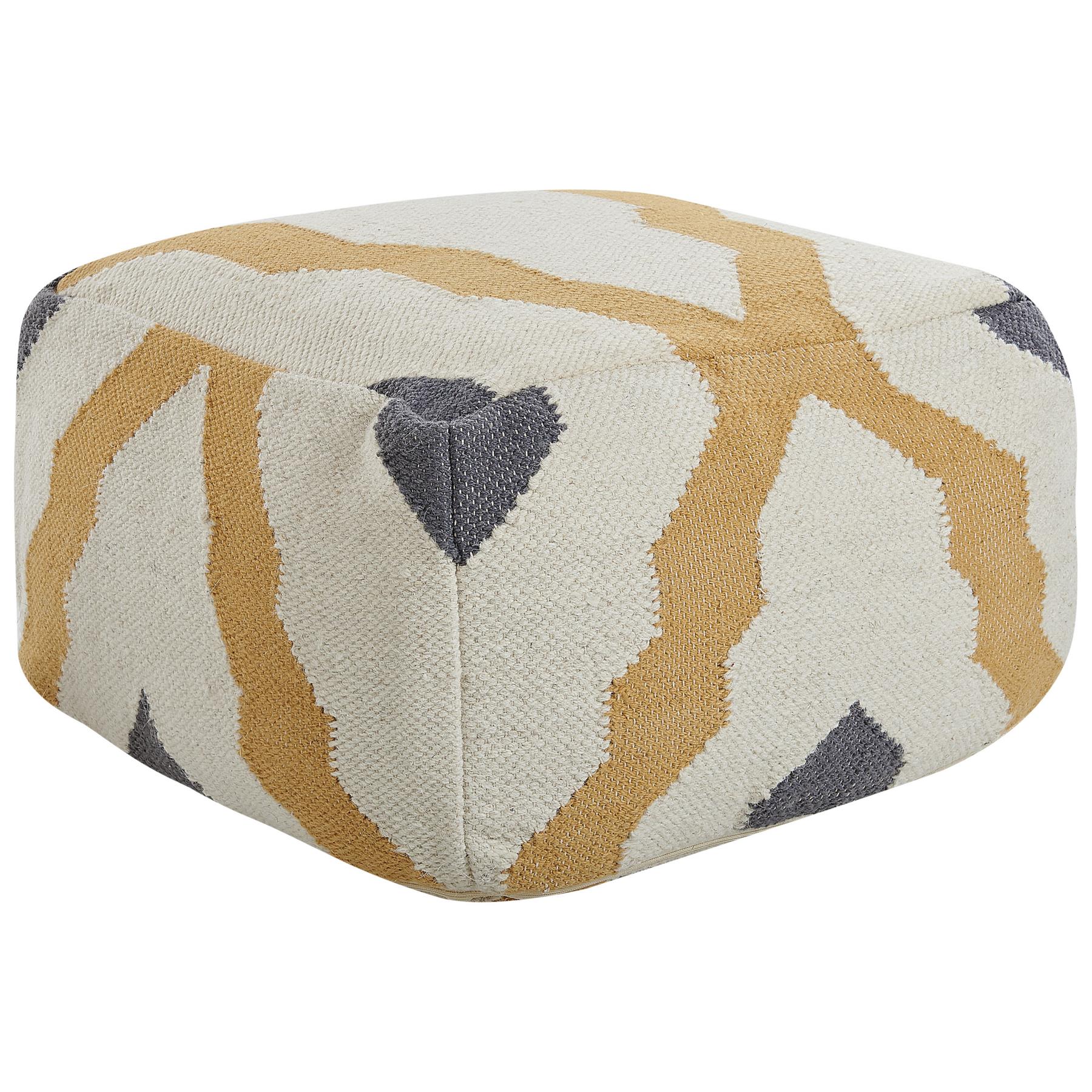 Beliani - ZEUGMA - Poef - Lichtbeige - Wol