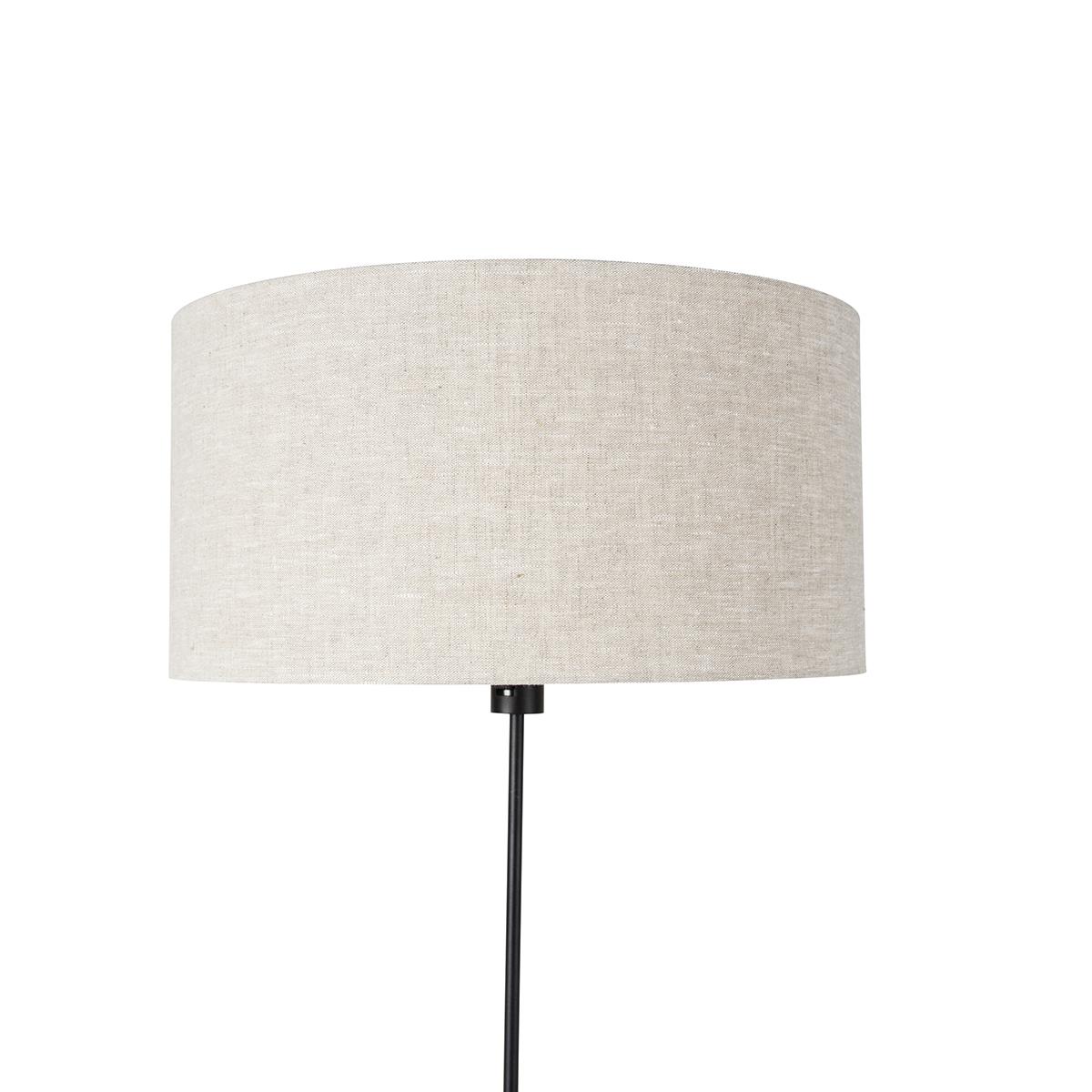 QAZQA Vloerlamp zwart verstelbaar met kap lichtgrijs 50 cm - Parte