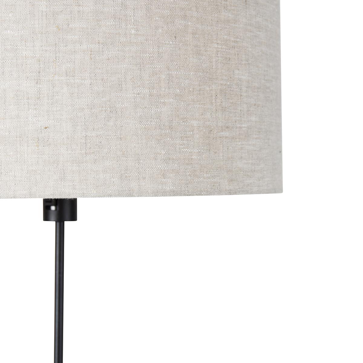 QAZQA Vloerlamp zwart verstelbaar met kap lichtgrijs 50 cm - Parte