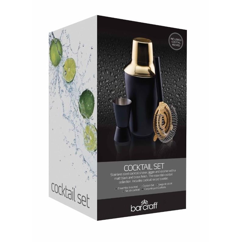 BarCraft - Cocktail Set, 3 Delig, Zwart|Goud - BarCraft