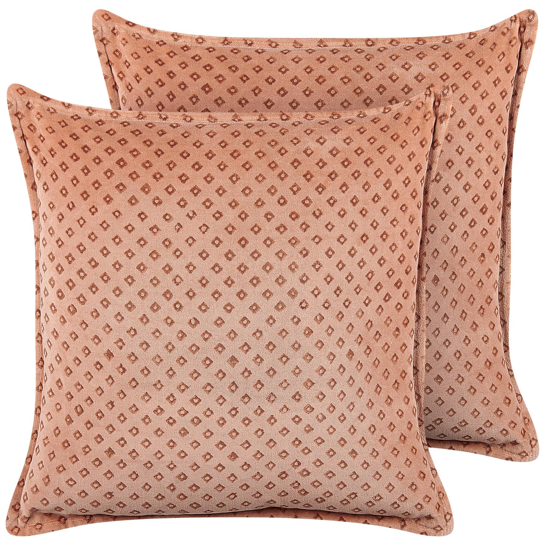 Beliani-RHODOCOMA -Sierkussen set van 2-Roze-45 x 45 cm-Fluweel