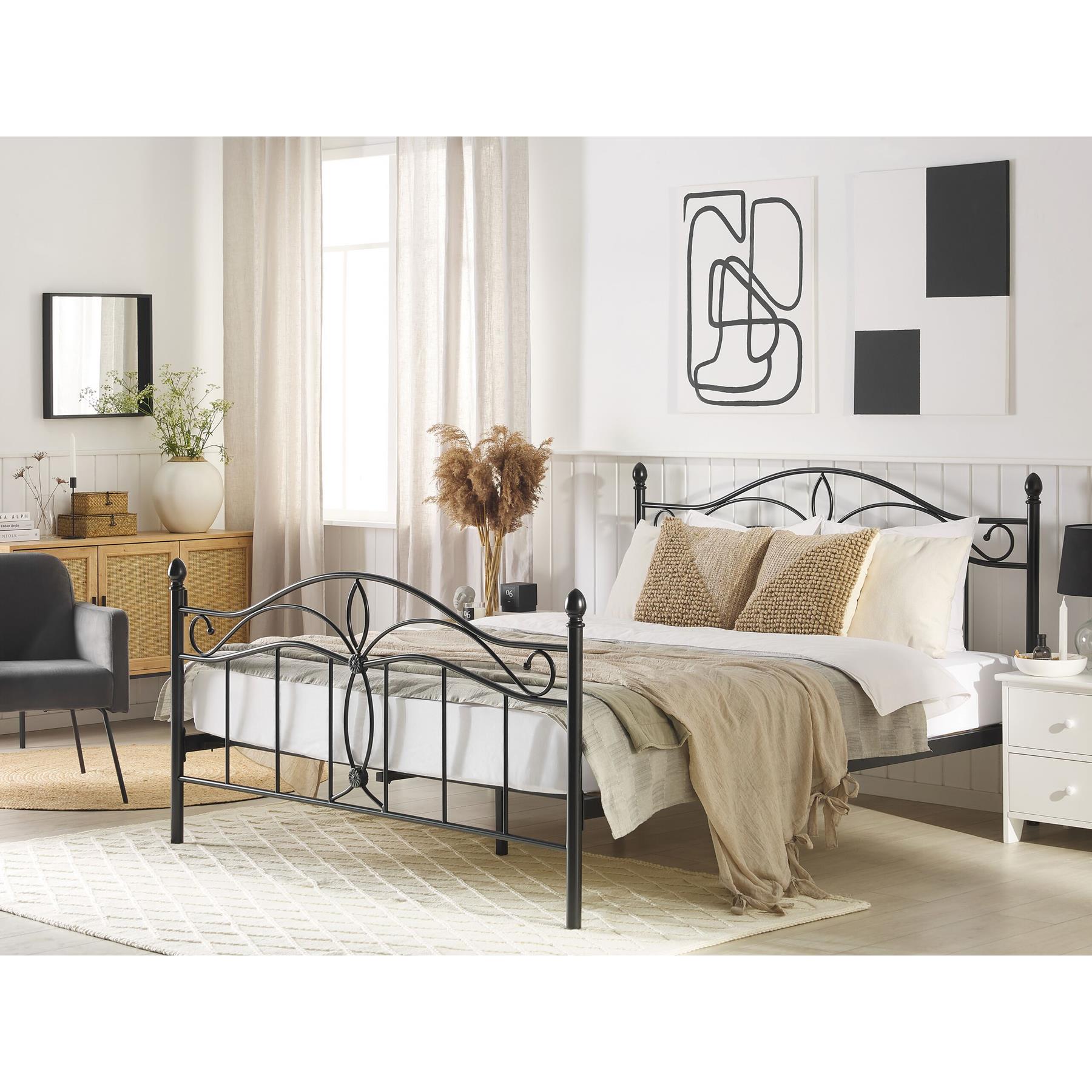 Beliani - ANTLIA - Tweepersoonsbed - Zwart - 160 x 200 cm - Metaal
