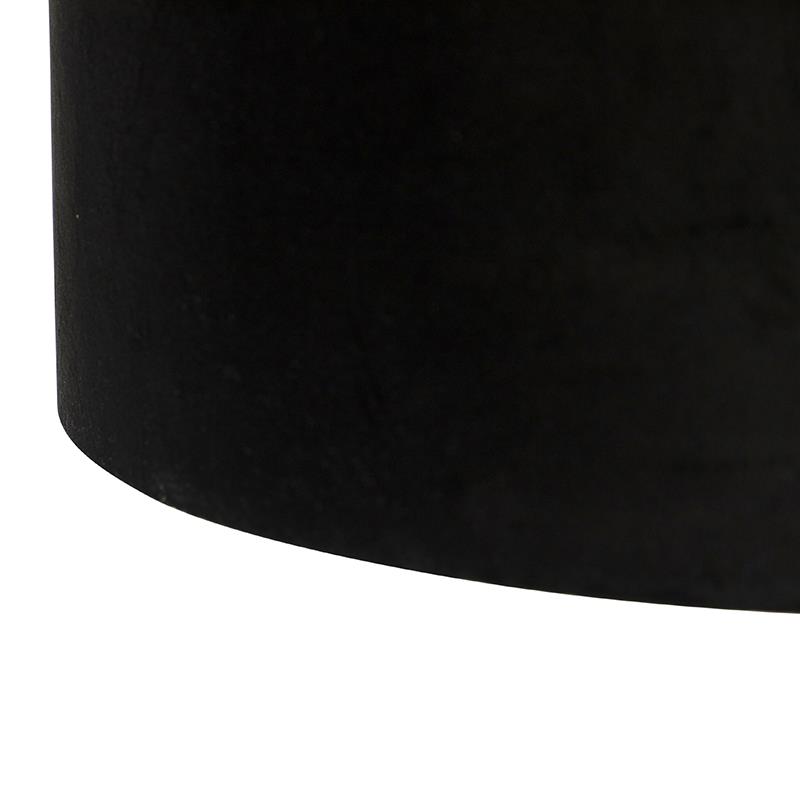 QAZQA Hanglamp zwart met velours kappen zwart met goud 35 cm 2-lichts