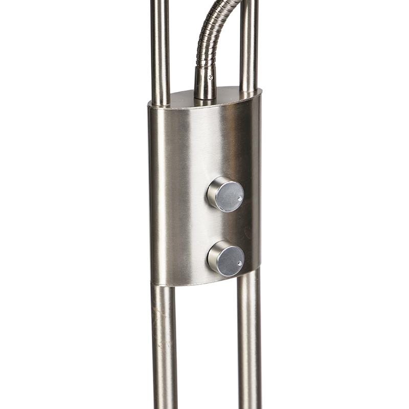 QAZQA Moderne vloerlamp staal en glas incl. LED met leesarm - Divine
