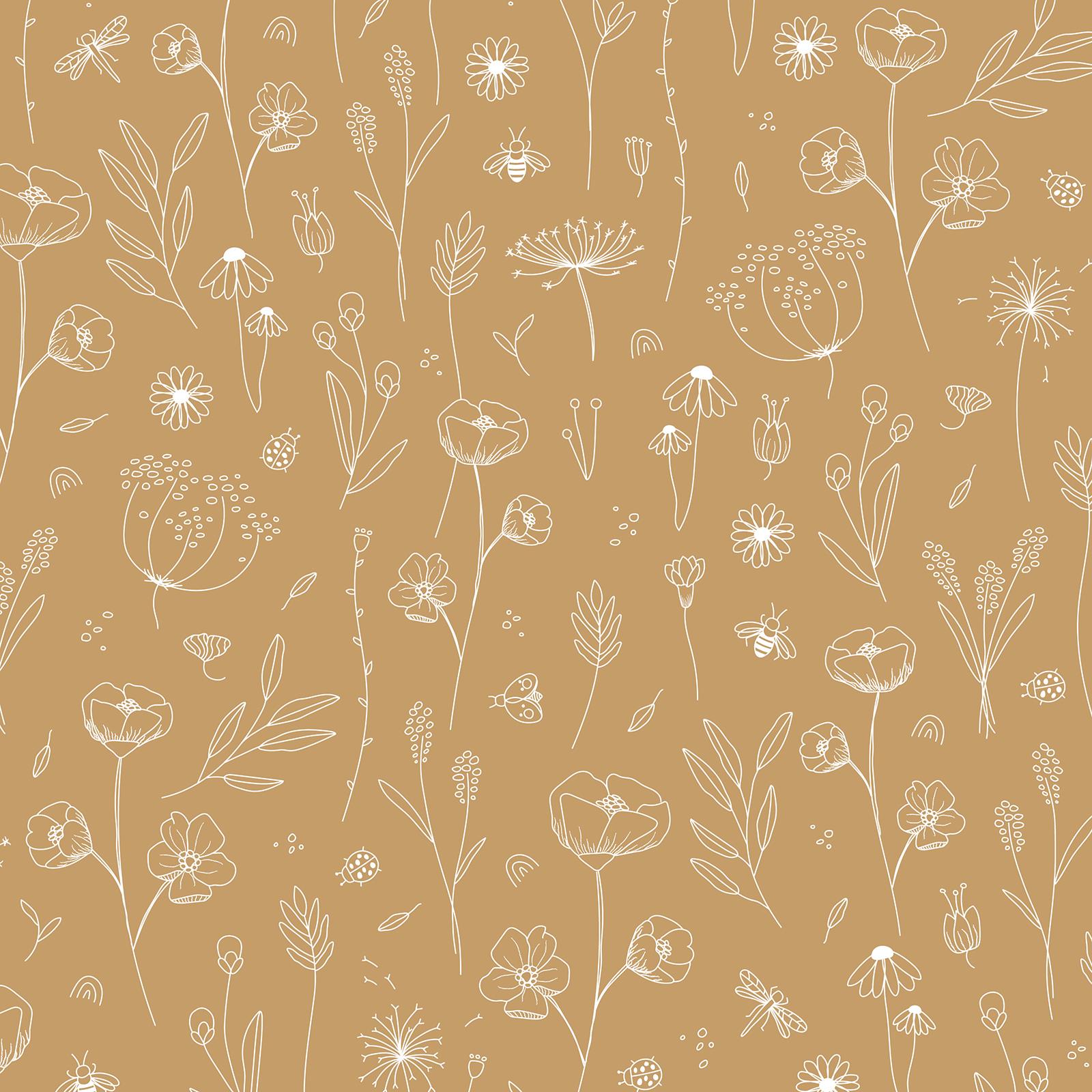 Little Dutch Wild Flowers Ochre Behang Kinderkamer - Bloemen -