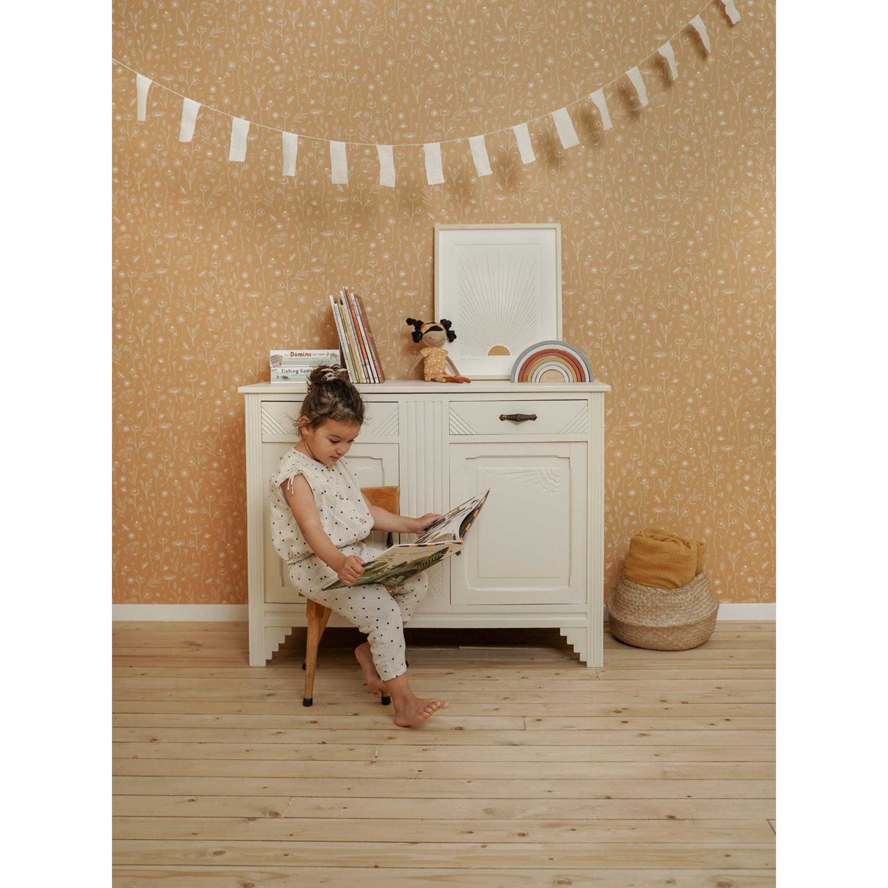 Little Dutch Wild Flowers Ochre Behang Kinderkamer - Bloemen -