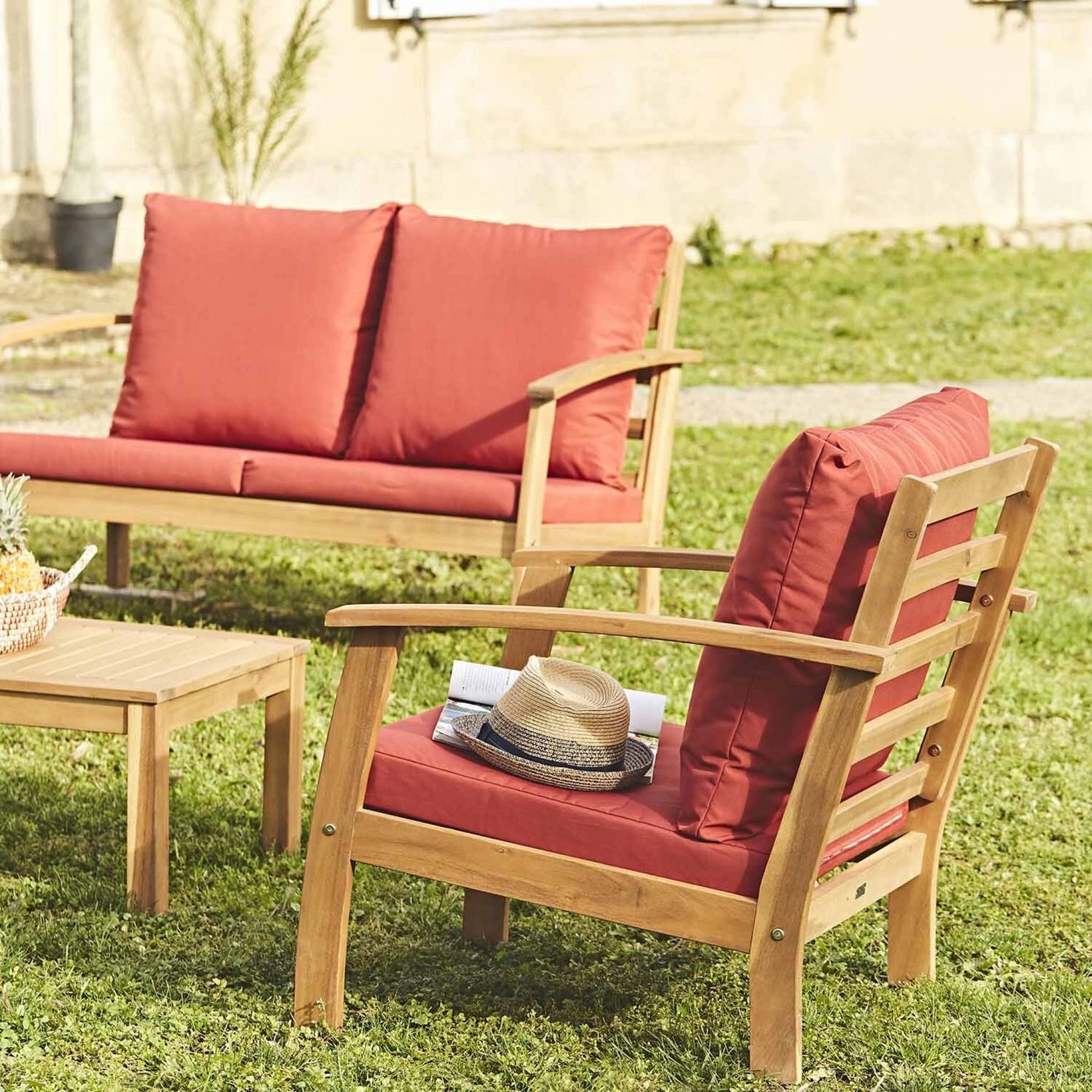 sweeek - Houten loungeset, 4 zitplaatsen