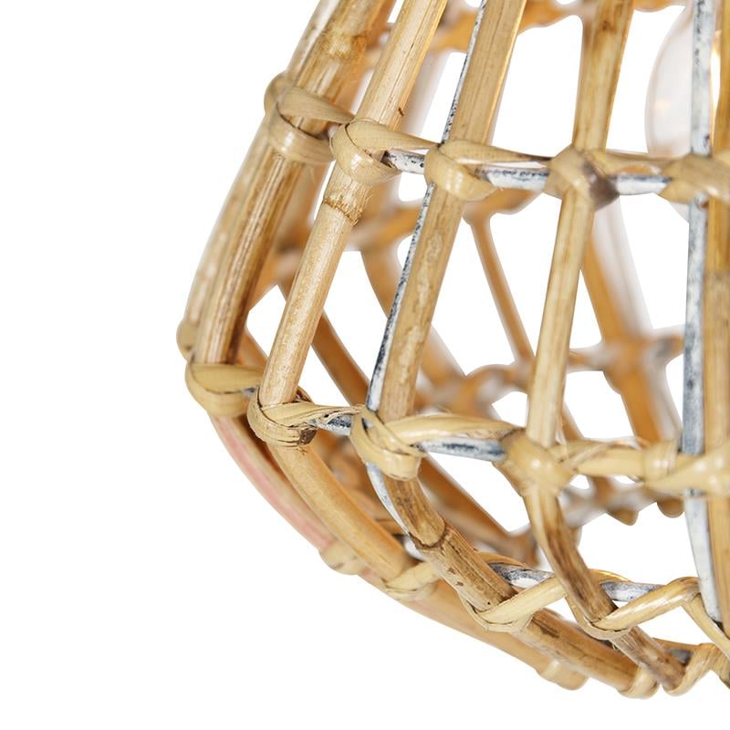 QAZQA Hanglamp bamboe met wit langwerpig 3-lichts - Canna Diamond