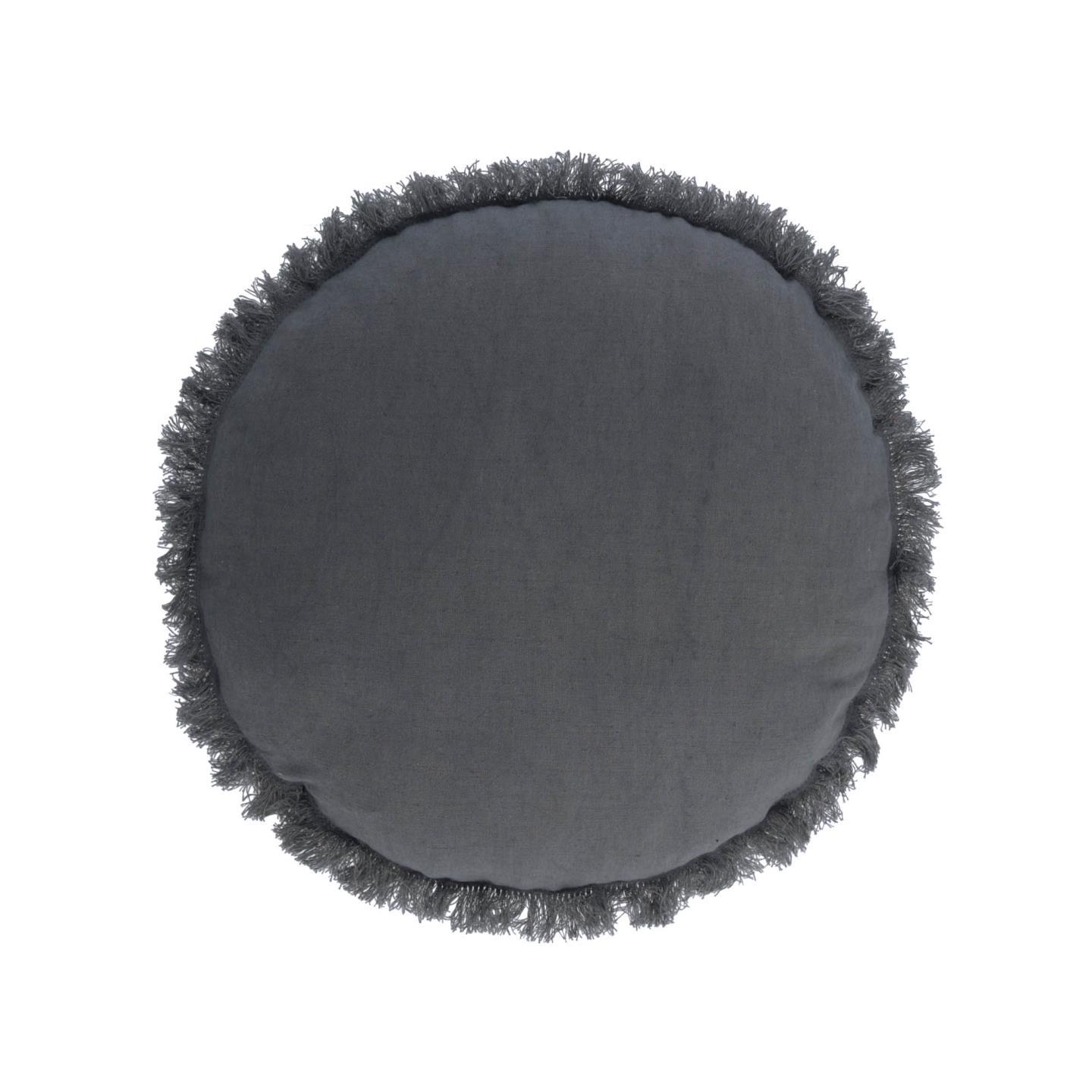 Kave Home - Clarice kussenhoes katoen en linnen donkergrijs Ø 45 cm