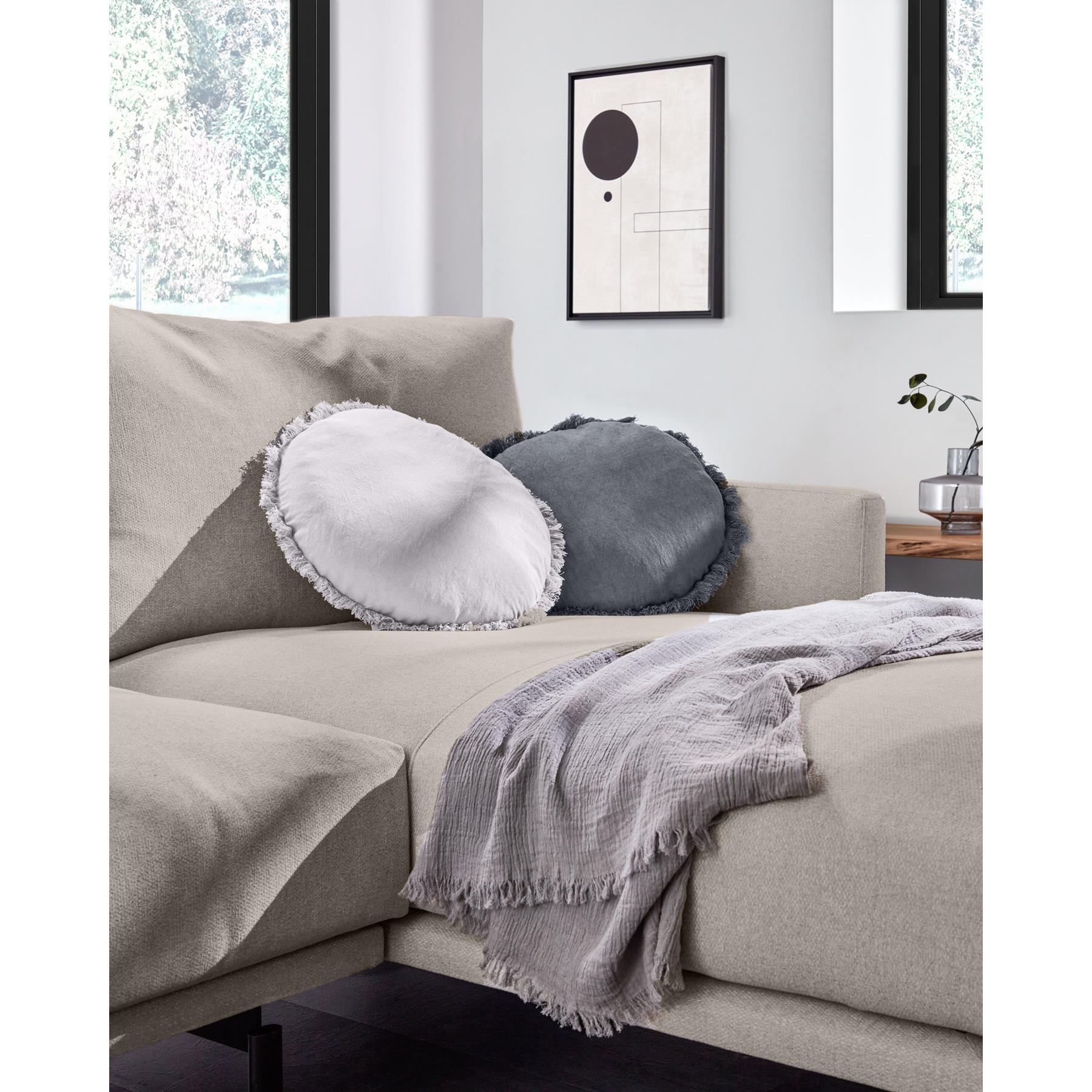 Kave Home - Clarice kussenhoes katoen en linnen donkergrijs Ø 45 cm