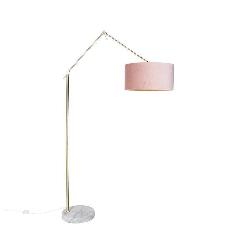 QAZQA Moderne vloerlamp goud velours kap roze 50 cm - Editor