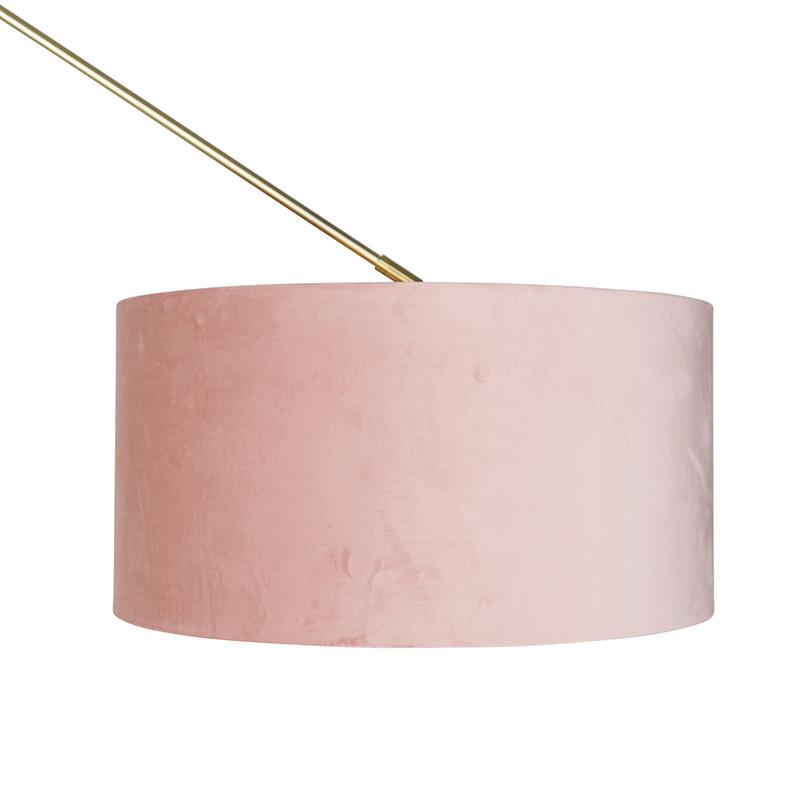 QAZQA Moderne vloerlamp goud velours kap roze 50 cm - Editor