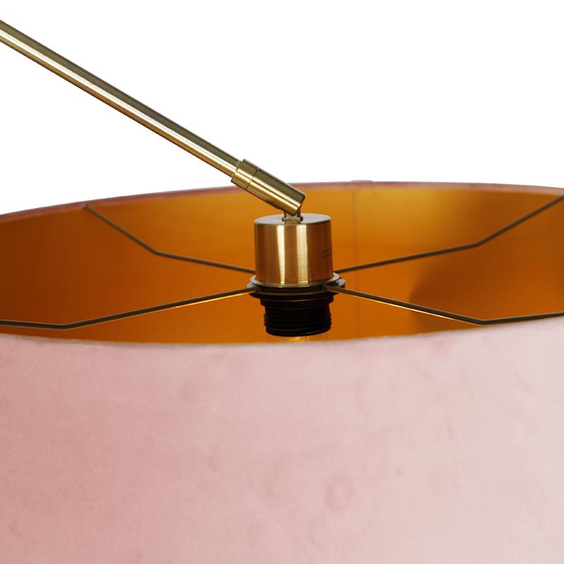 QAZQA Moderne vloerlamp goud velours kap roze 50 cm - Editor