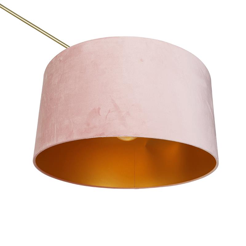 QAZQA Moderne vloerlamp goud velours kap roze 50 cm - Editor