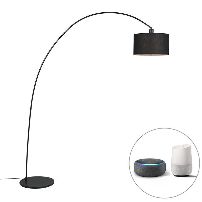 QAZQA Smart moderne booglamp zwart incl. A60 Wifi - Vinossa