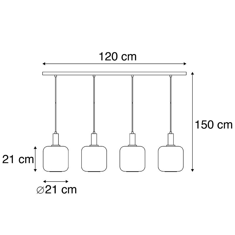 QAZQA Smart hanglamp zwart met smoke glas 4-lichts incl. Wifi A60 -