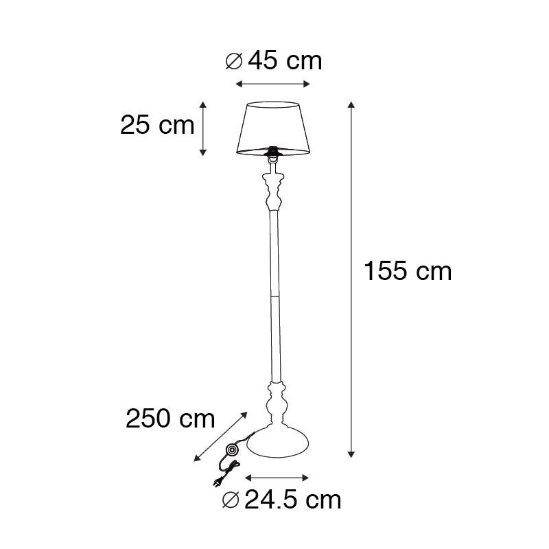 QAZQA Vloerlamp met 45 cm kap zwart met gouden binnenkant - Classico