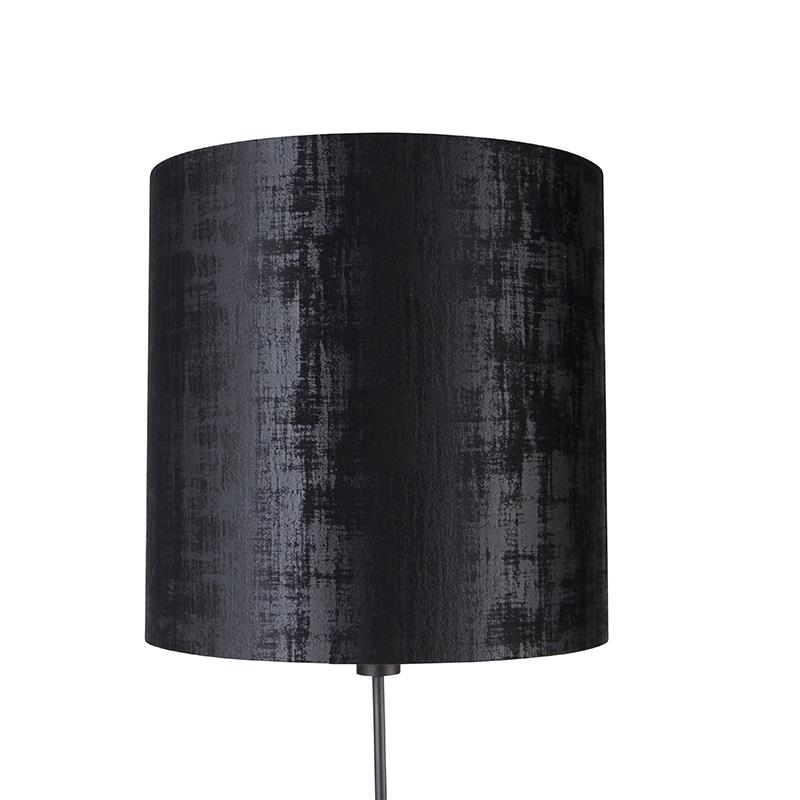 QAZQA Vloerlamp zwart kap zwart 40 cm verstelbaar - Parte