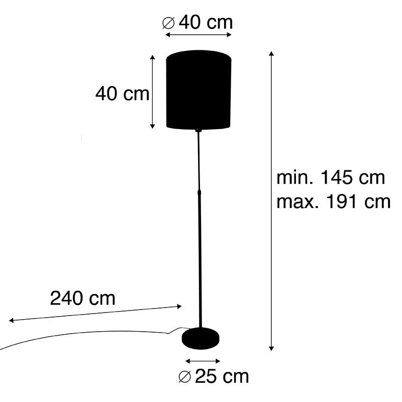 QAZQA Vloerlamp zwart kap zwart 40 cm verstelbaar - Parte