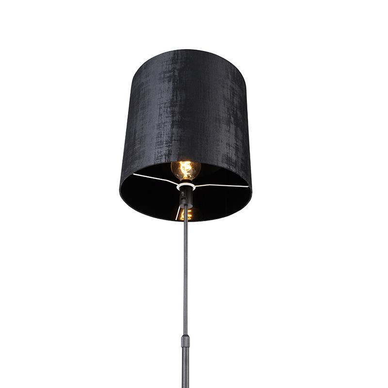 QAZQA Vloerlamp zwart kap zwart 40 cm verstelbaar - Parte