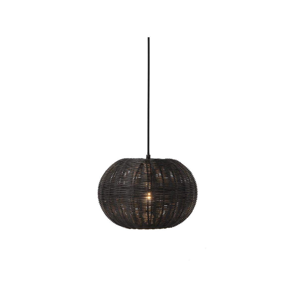 Villa Collection Werna rattan hanglamp zwart - 30 x 20 cm