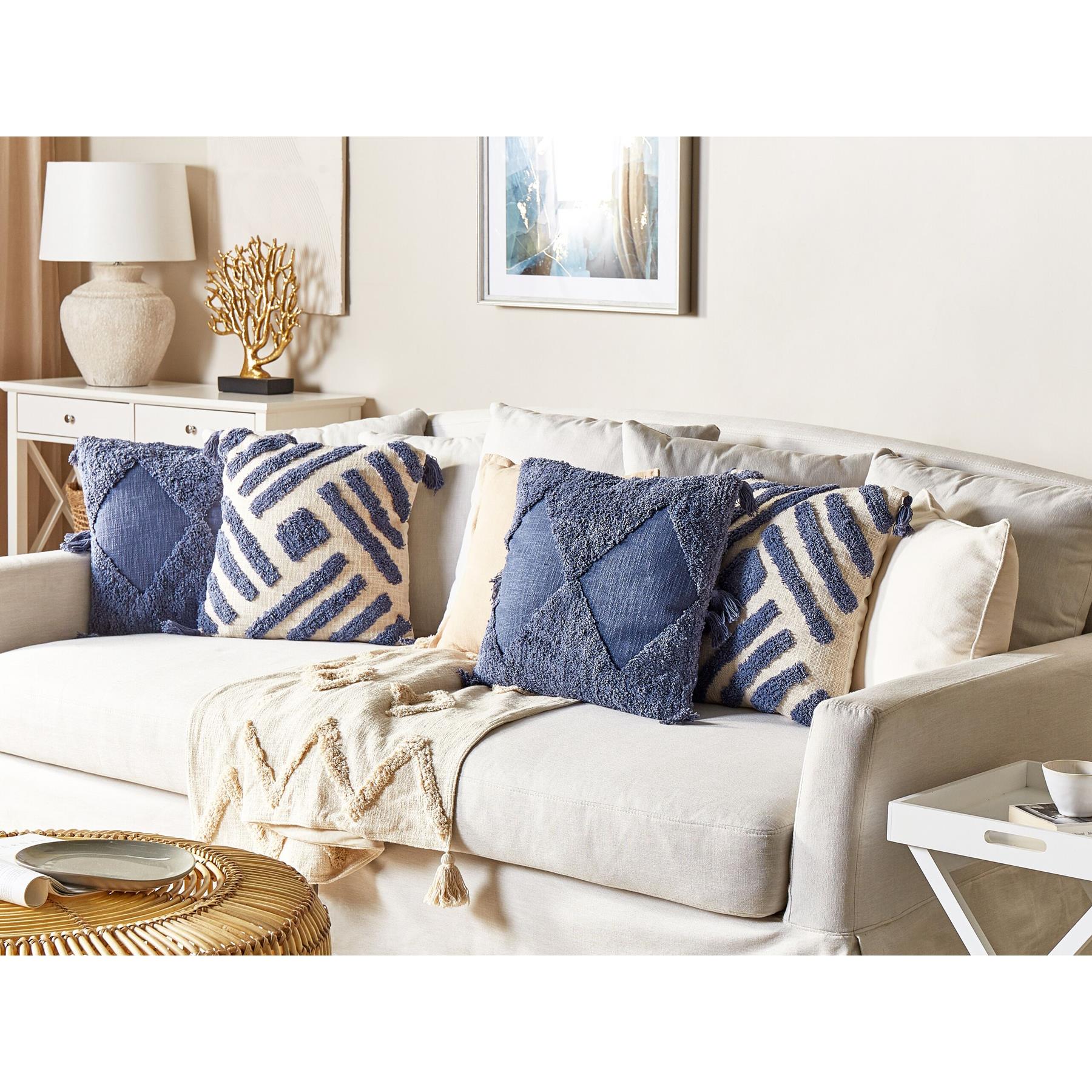 Beliani-JACARANDA -Sierkussen set van 2-Blauw-45 x 45 cm-Katoen